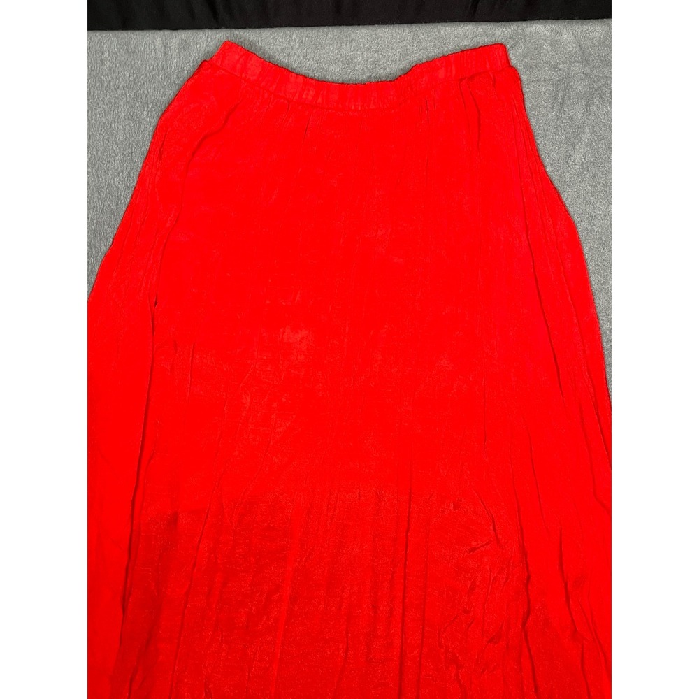 Shasa Red High Low Maxi Skirt Elastic Waist Flowy Asymmetrical Hem Small - Picture 11 of 12